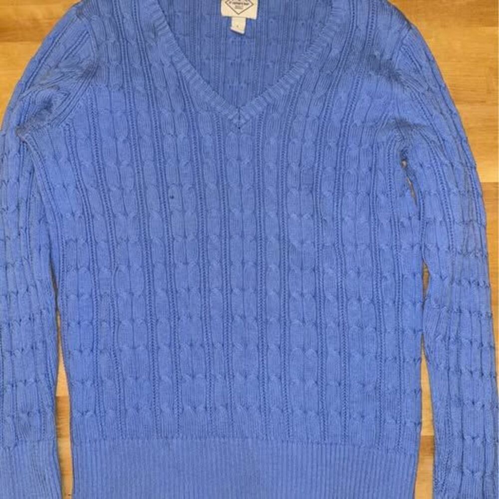 St. John's Bay Cable Knit V-Neck Sweater Womens Size Large
